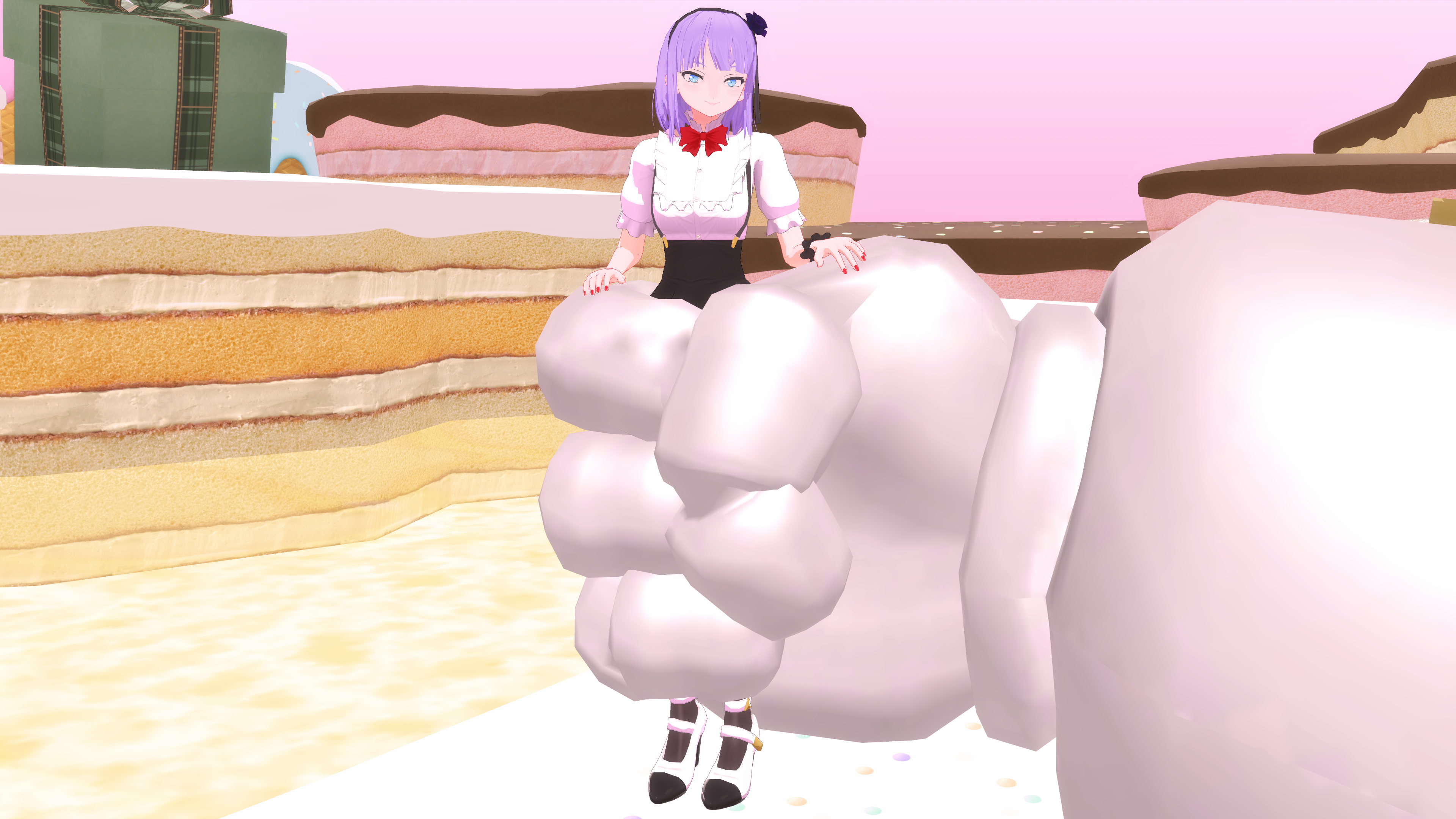 Hotaru Shidare held by Stay Puft Marshmallow Man.png